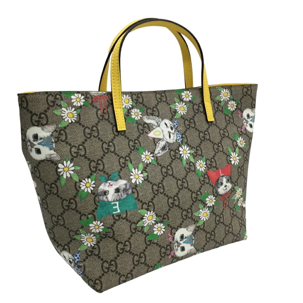 Gucci Yuko Higuchi collaboration tote bag cat print handbag yellow